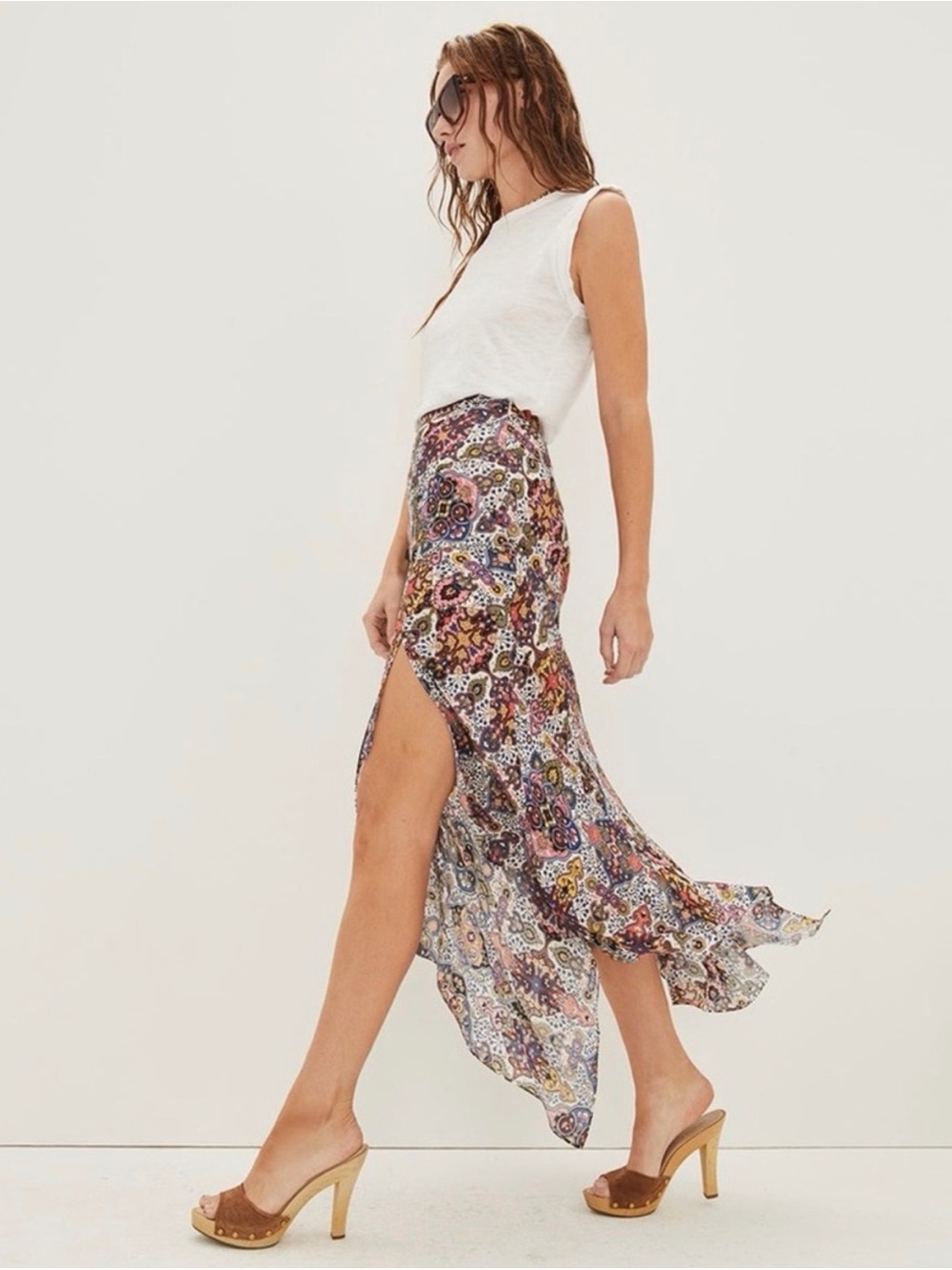 Veronica Beard Mac Paisley Asymmetric Midi Skirt Size 4